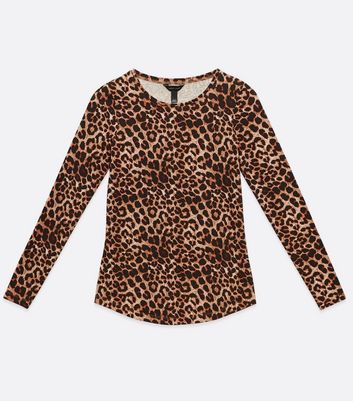 Image of Brown Leopard Print Long Sleeve Top New Look