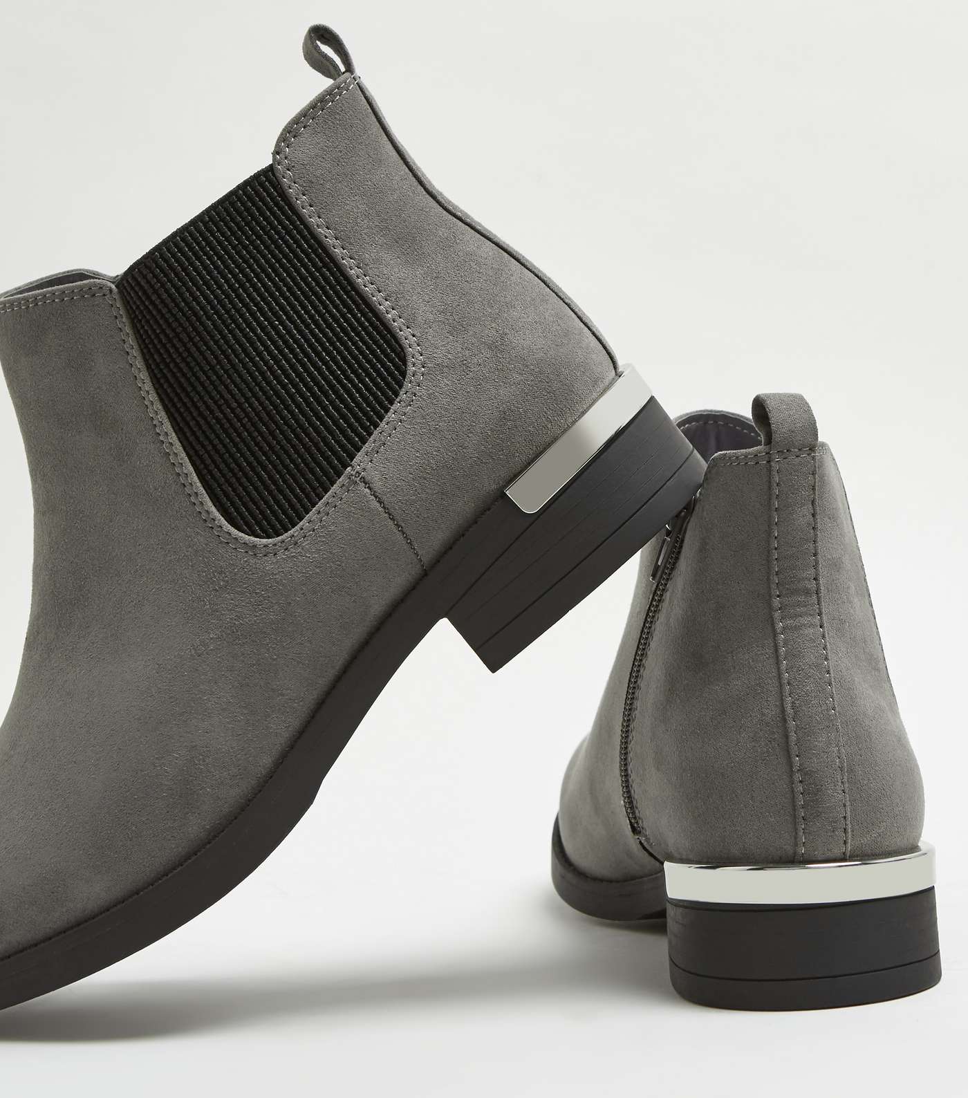 Extra Wide Fit Grey Suedette Chelsea Boots Image 2