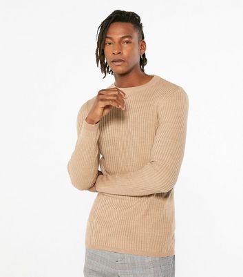 Image of Camel Muscle Fit Crew Neck Jumper New Look
