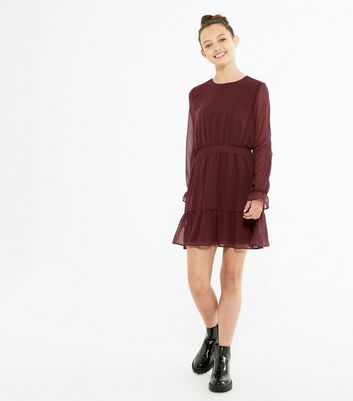 burgundy tiered dress