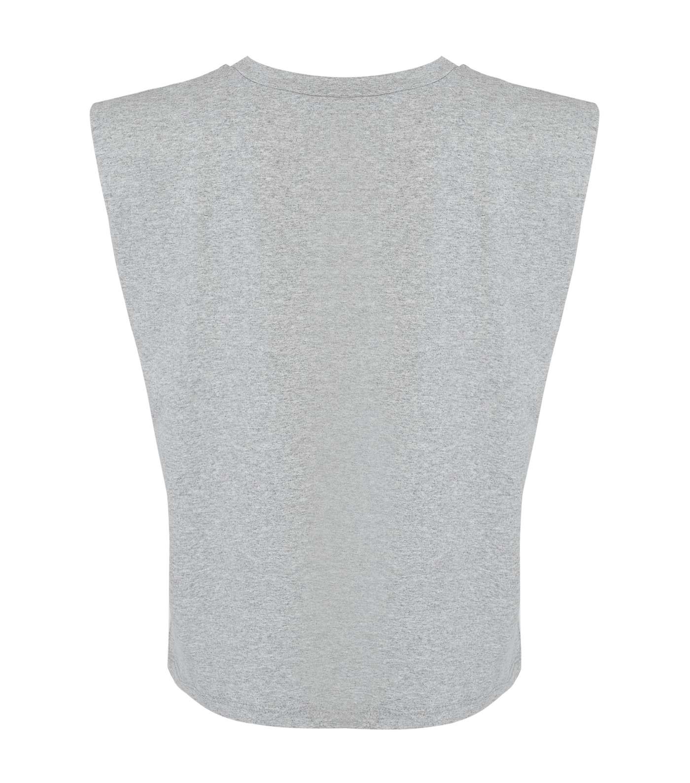 Cameo Rose Pale Grey Shoulder Pad Sleeveless T-Shirt Image 2