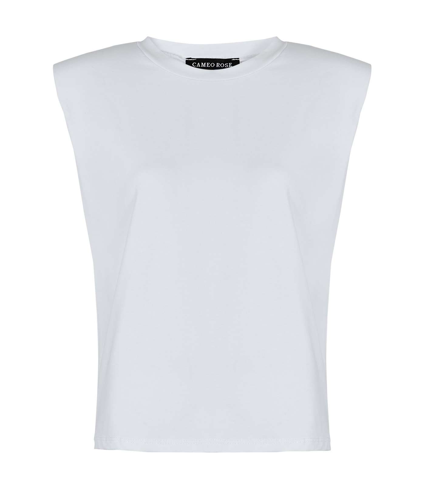 Cameo Rose White Shoulder Pad Sleeveless T-Shirt 