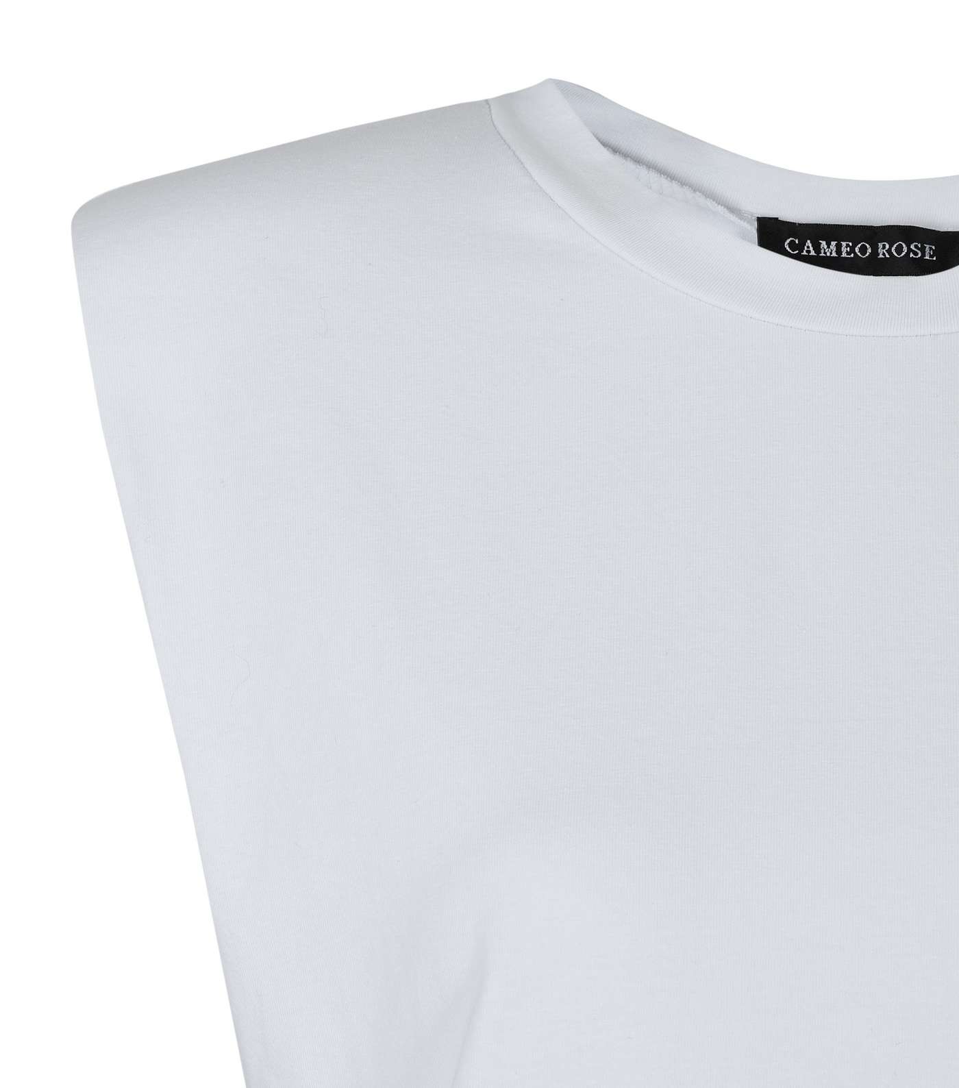 Cameo Rose White Shoulder Pad Sleeveless T-Shirt  Image 3