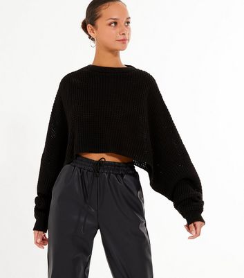 Image of Cameo Rose Black Oversized Knit Jumper New Look