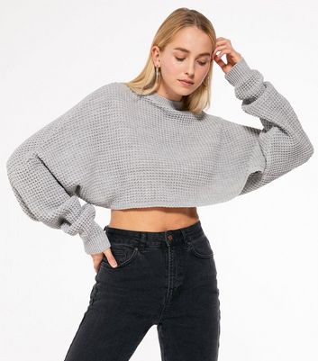 oversized cropped knitted jumper