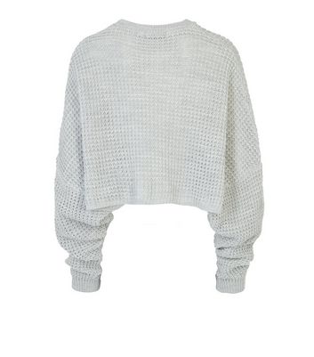 Image of Cameo Rose Pale Grey Oversized Knit Jumper New Look
