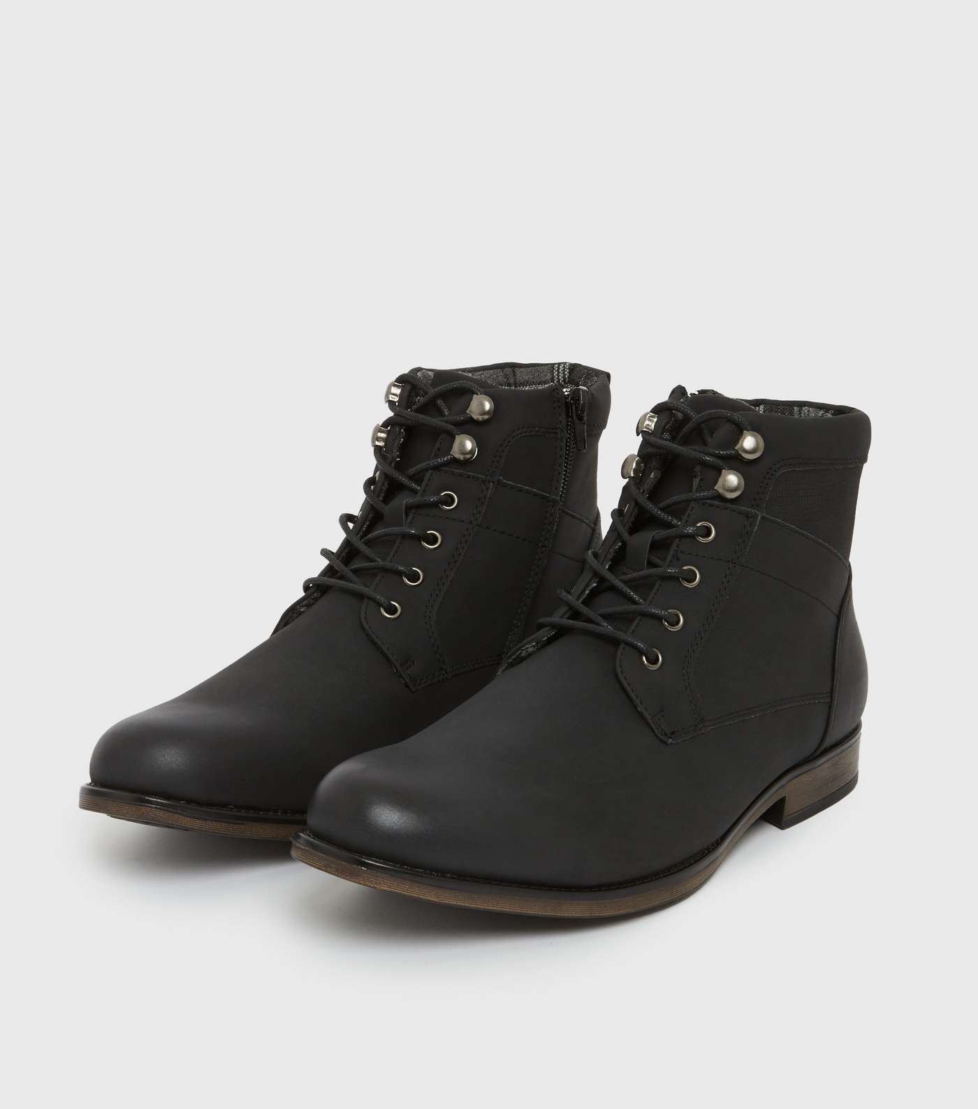 Black Lace Up Military Boots Image 2
