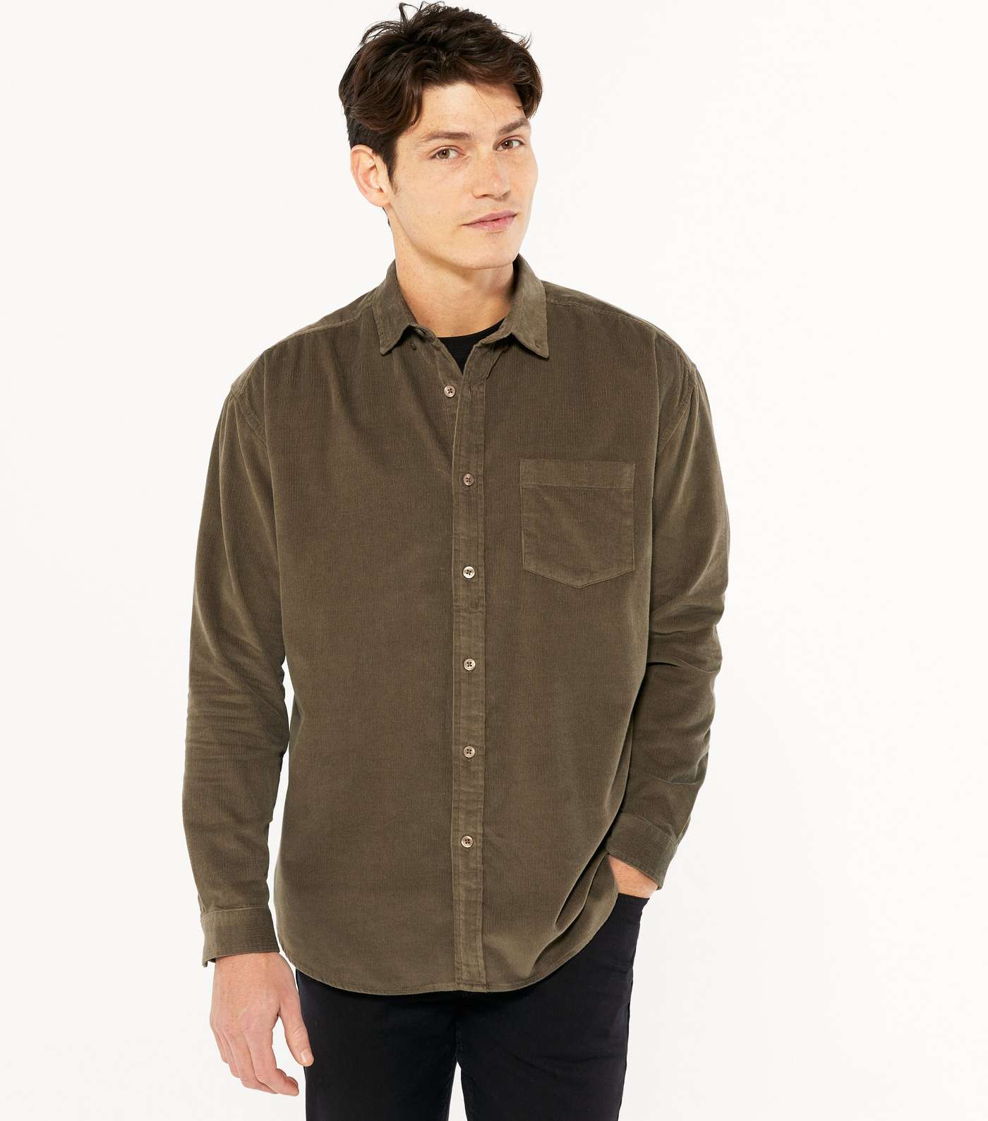 Brown Cord Long Sleeve Oversized Shirt