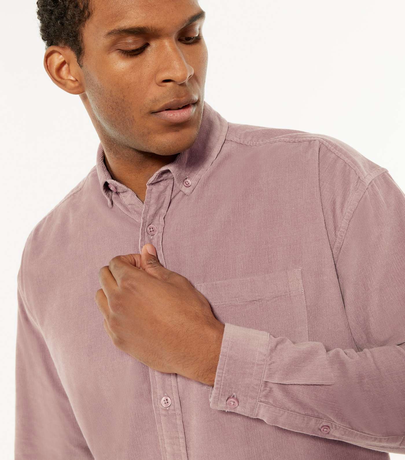Pale Pink Cord Long Sleeve Oversized Shirt Image 3
