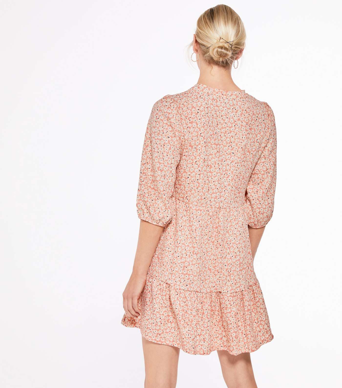 Pink Daisy Tiered Hem Mini Dress Image 4