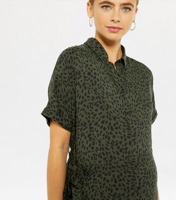 Maternity Green Animal Print Shirt 