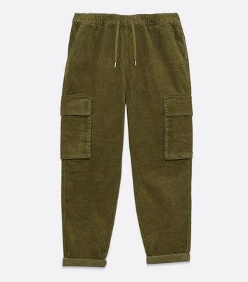Image of Khaki Cord Cargo Joggers New Look