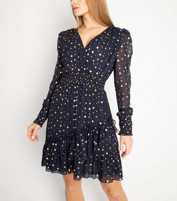 navy metallic dress