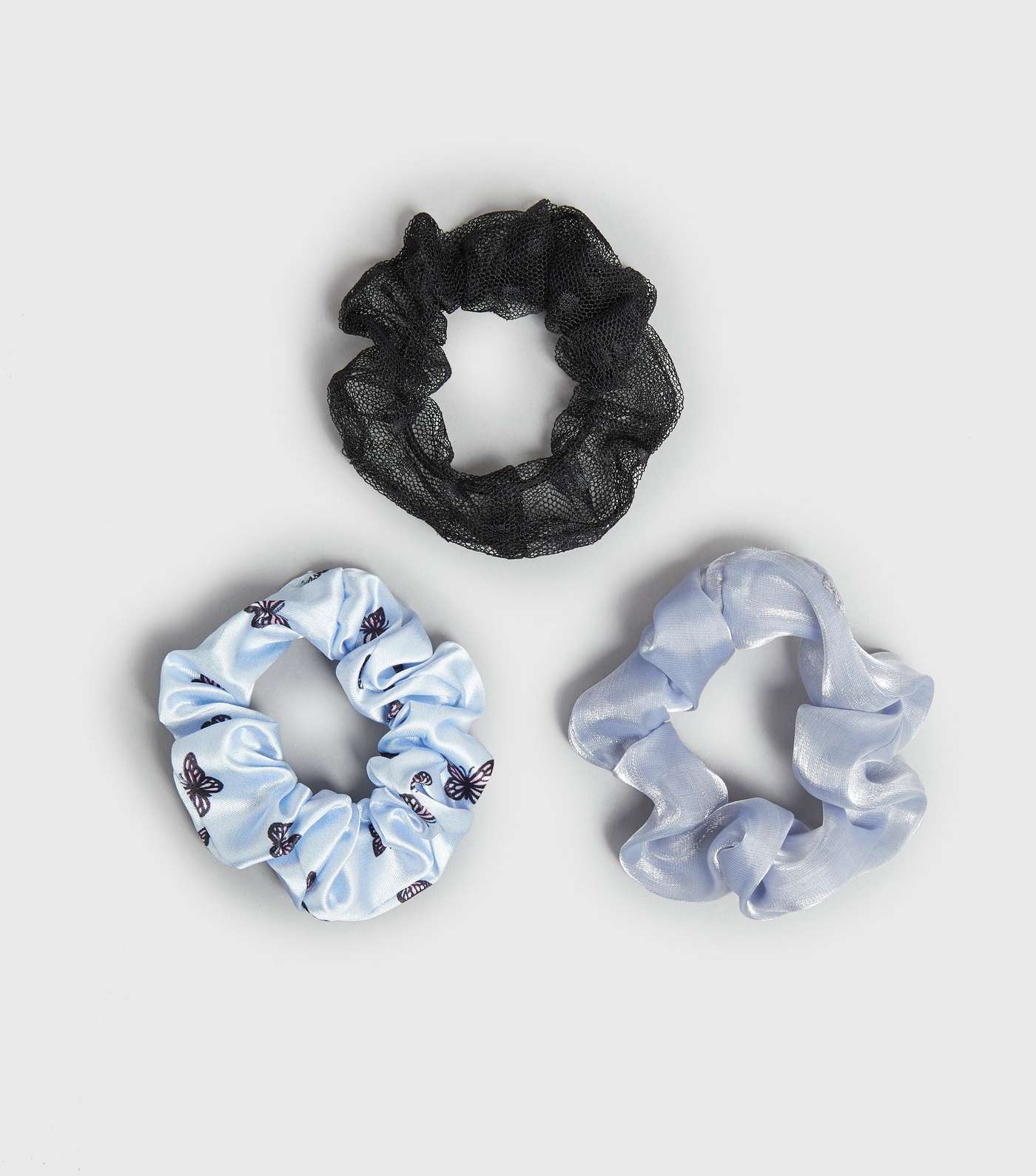 Girls 3 Pack Multicoloured Butterfly Mixed Scrunchies 