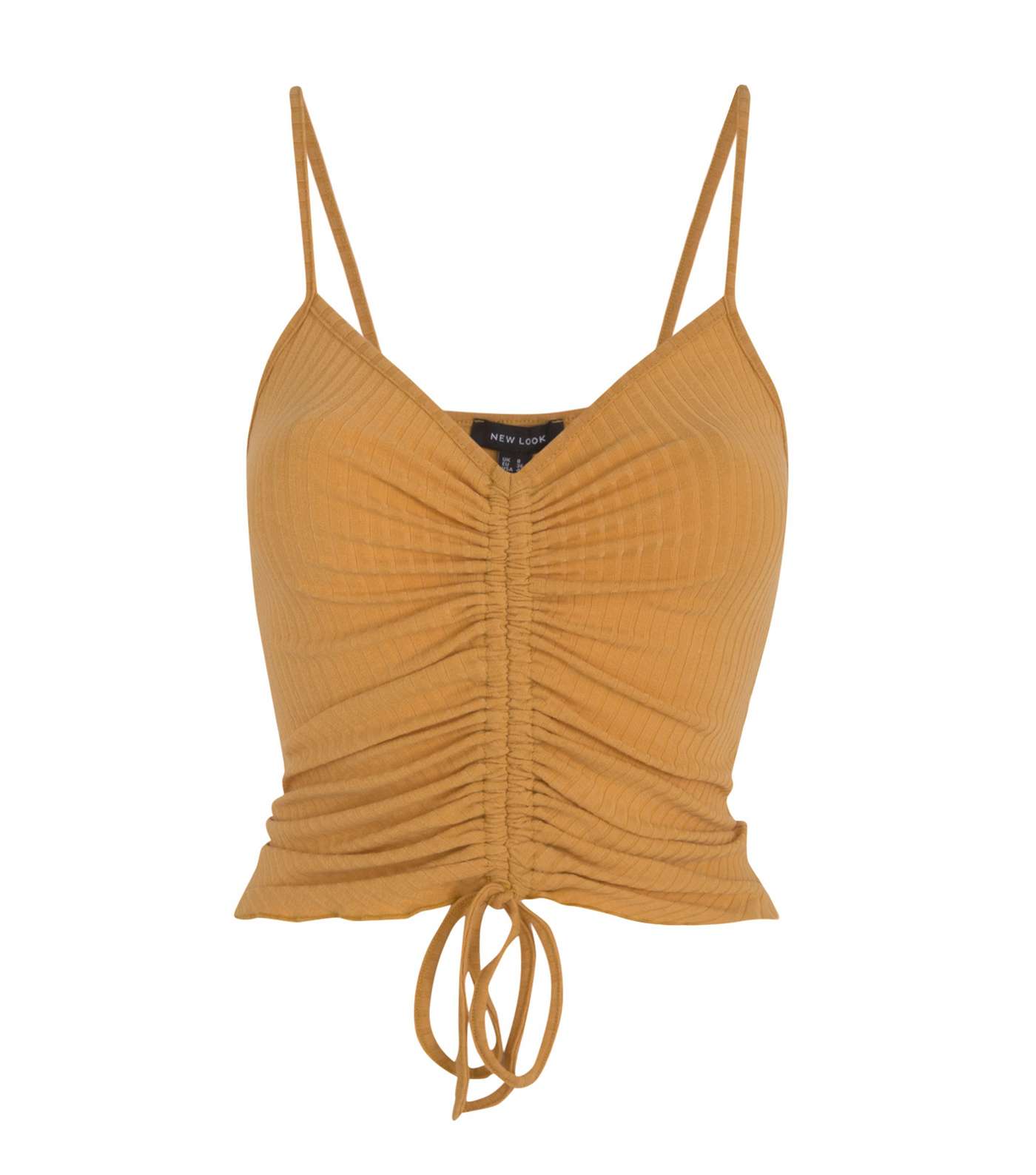 Yellow Ribbed Ruched Front Cami 