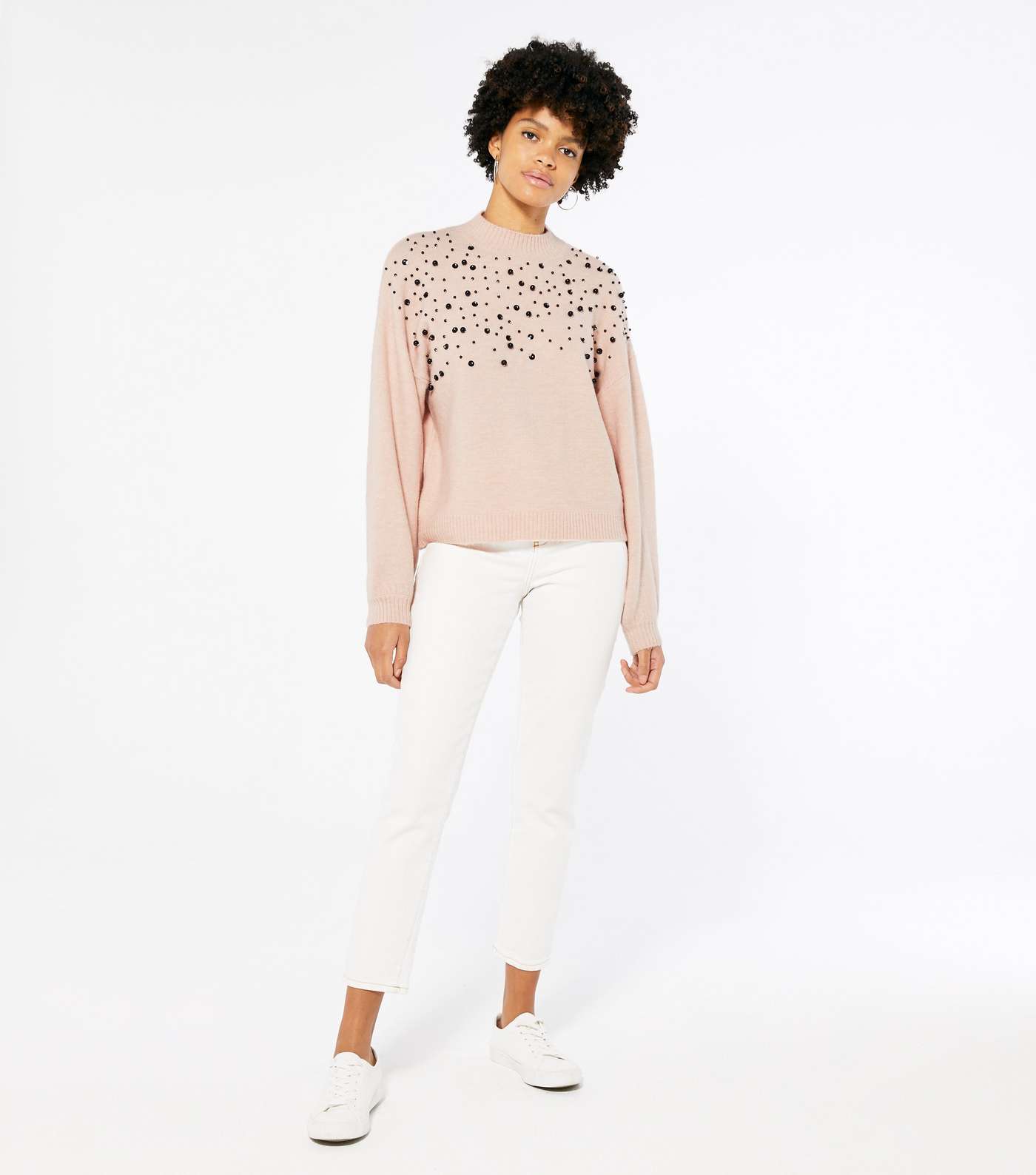 Mid Pink Scattered Bead Knit Jumper Image 2