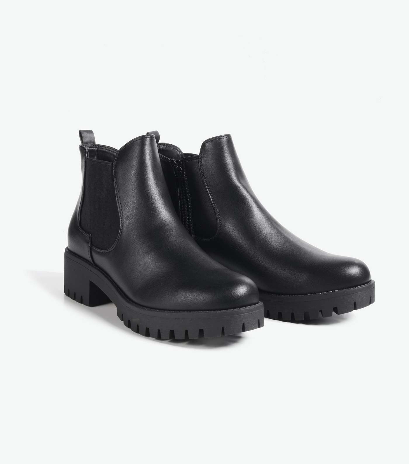 Black Chunky Cleated Chelsea Boots Image 2