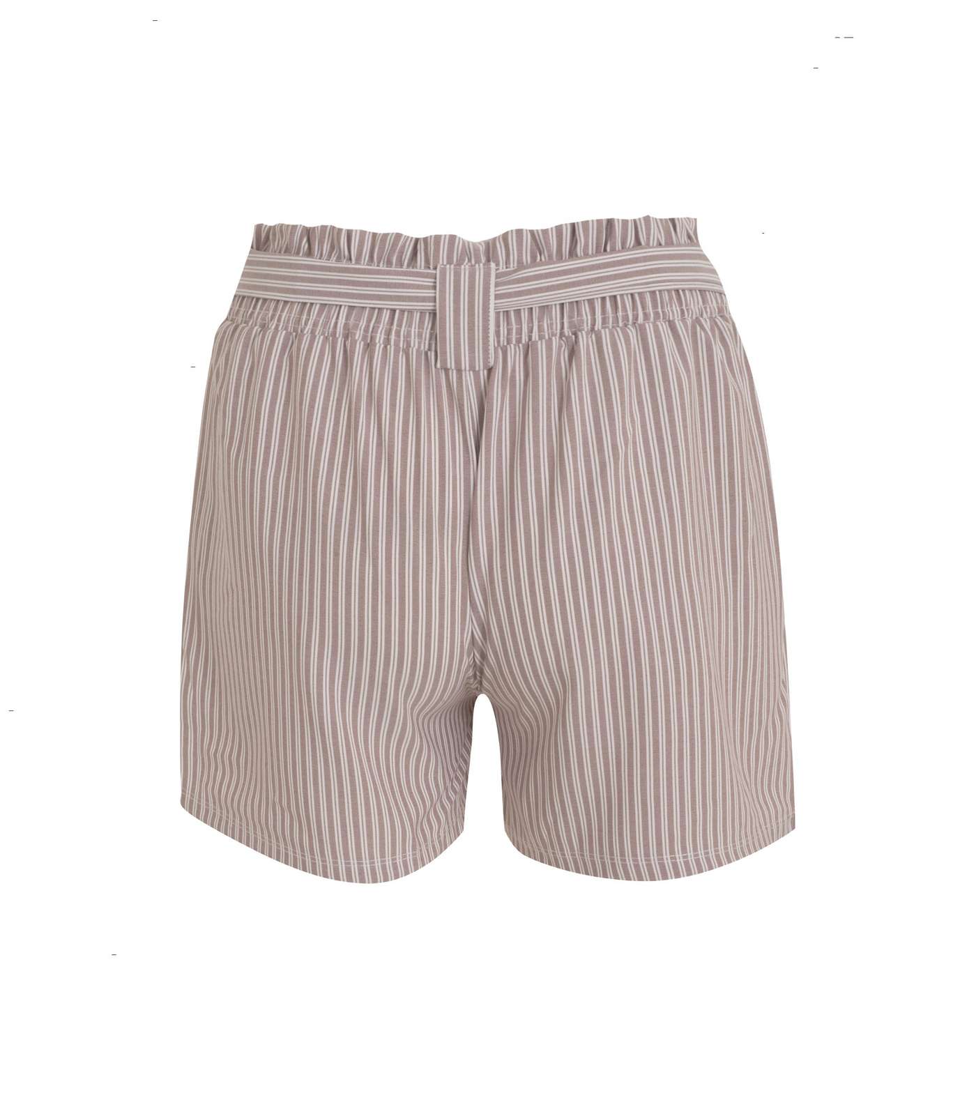 Pink Vanilla Brown Stripe High Waist Shorts Image 2