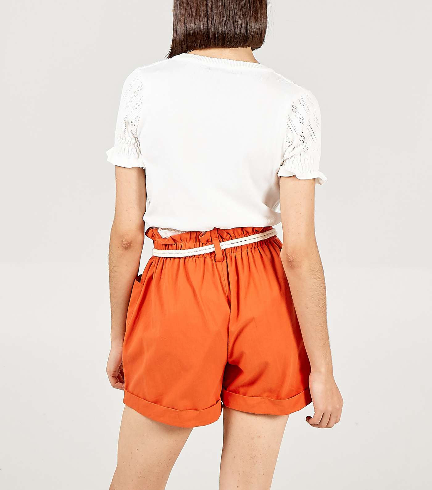 Pink Vanilla Bright Orange Rope Belted Shorts  Image 3