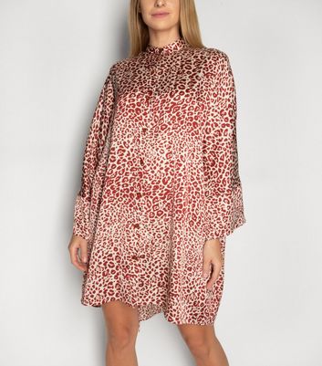 leopard print dress with white shirt