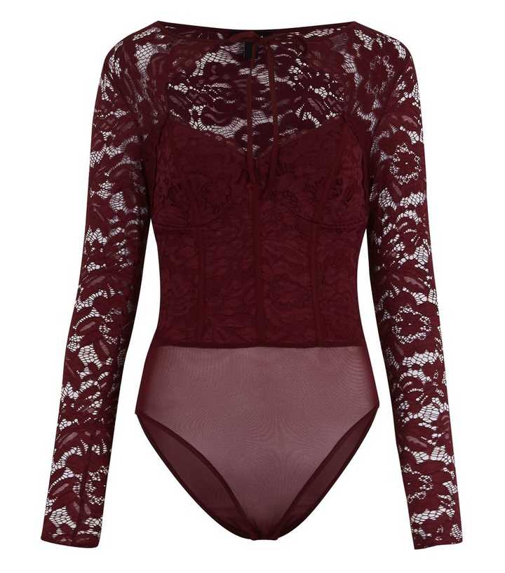 Instagram: _twodivine Black lace bodysuit paired with black trousers.  Burgundy lace bodysuit paired with burg…