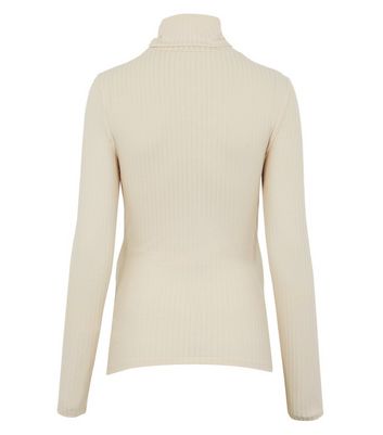 Image of Maternity Stone Ribbed Roll Neck Top New Look