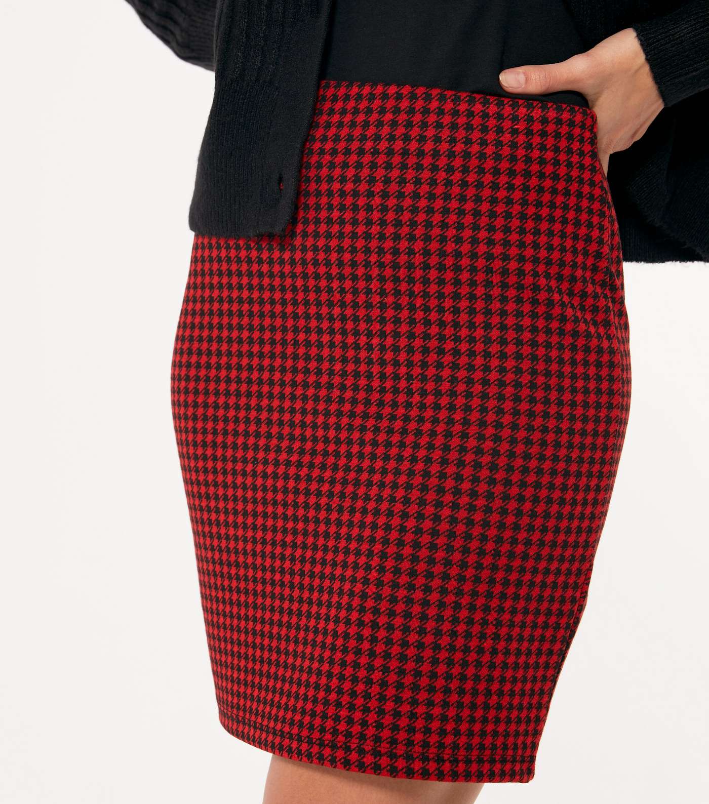 Red Jacquard Check Mini Tube Skirt Image 6