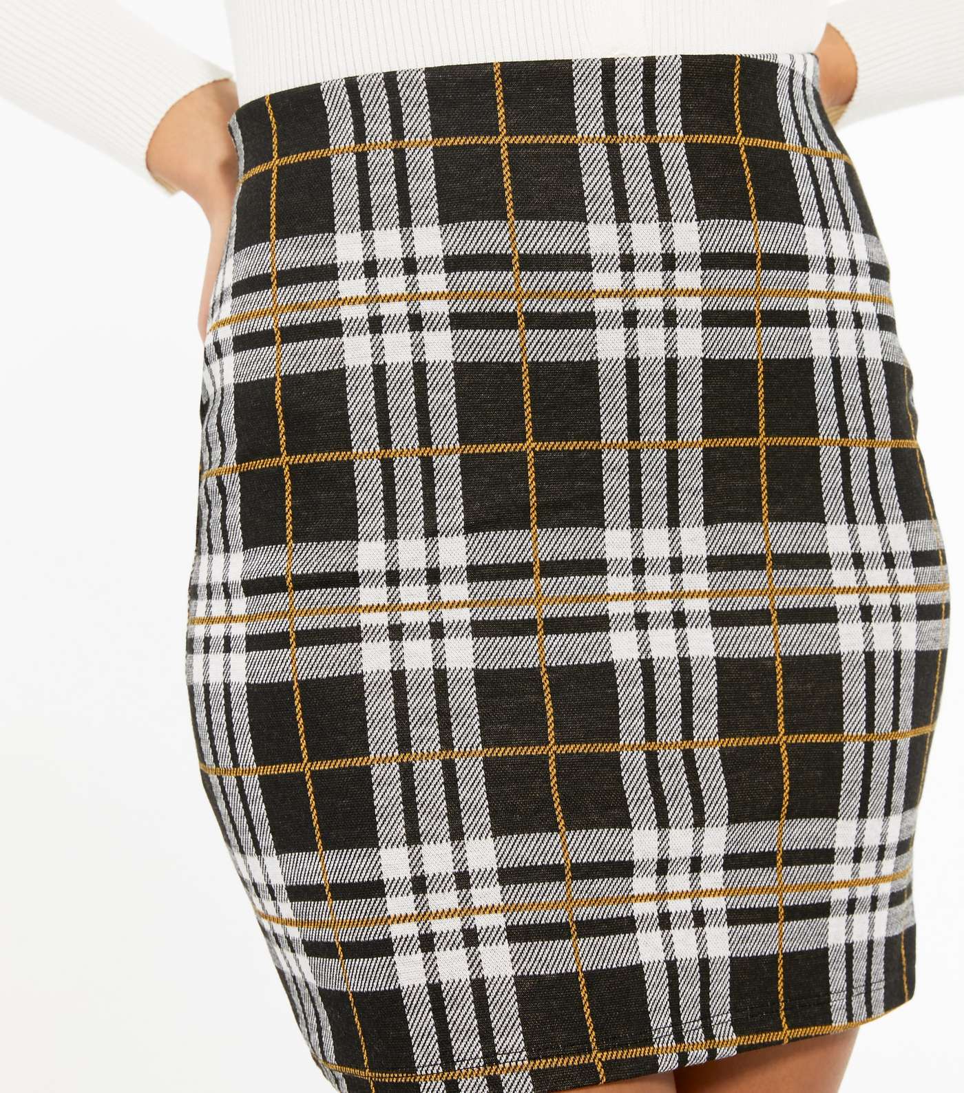 Black Check Jersey Tube Skirt Image 4