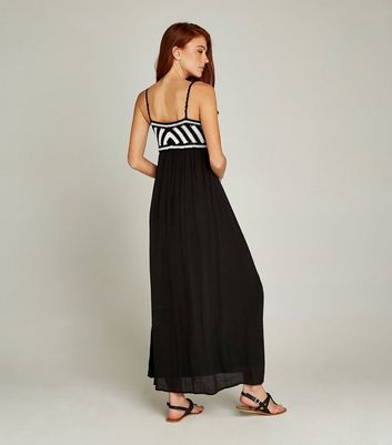 Image of Apricot Black Crochet Stripe Maxi Dress New Look