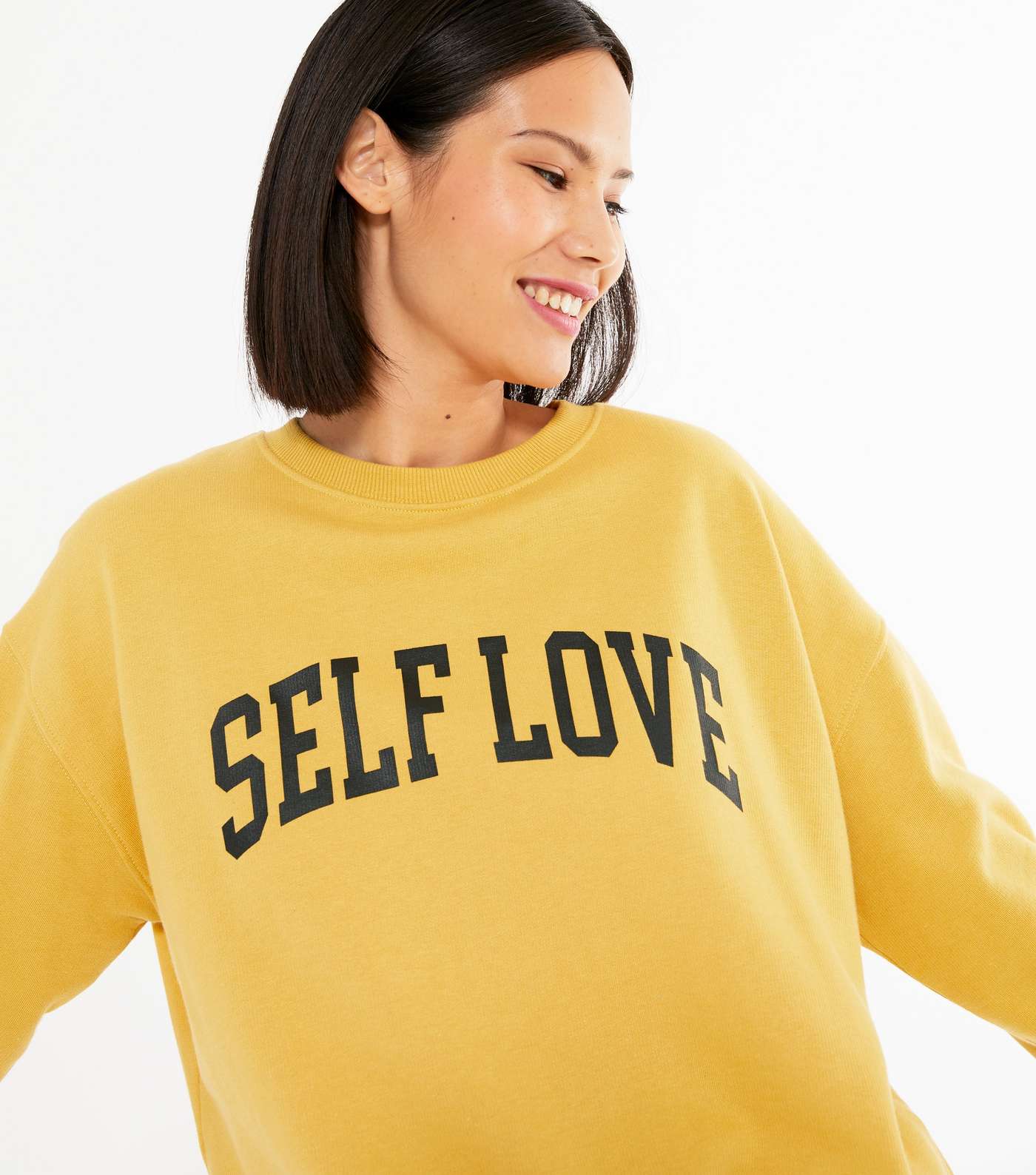 Mustard Self Love Slogan Jersey Sweatshirt Image 4