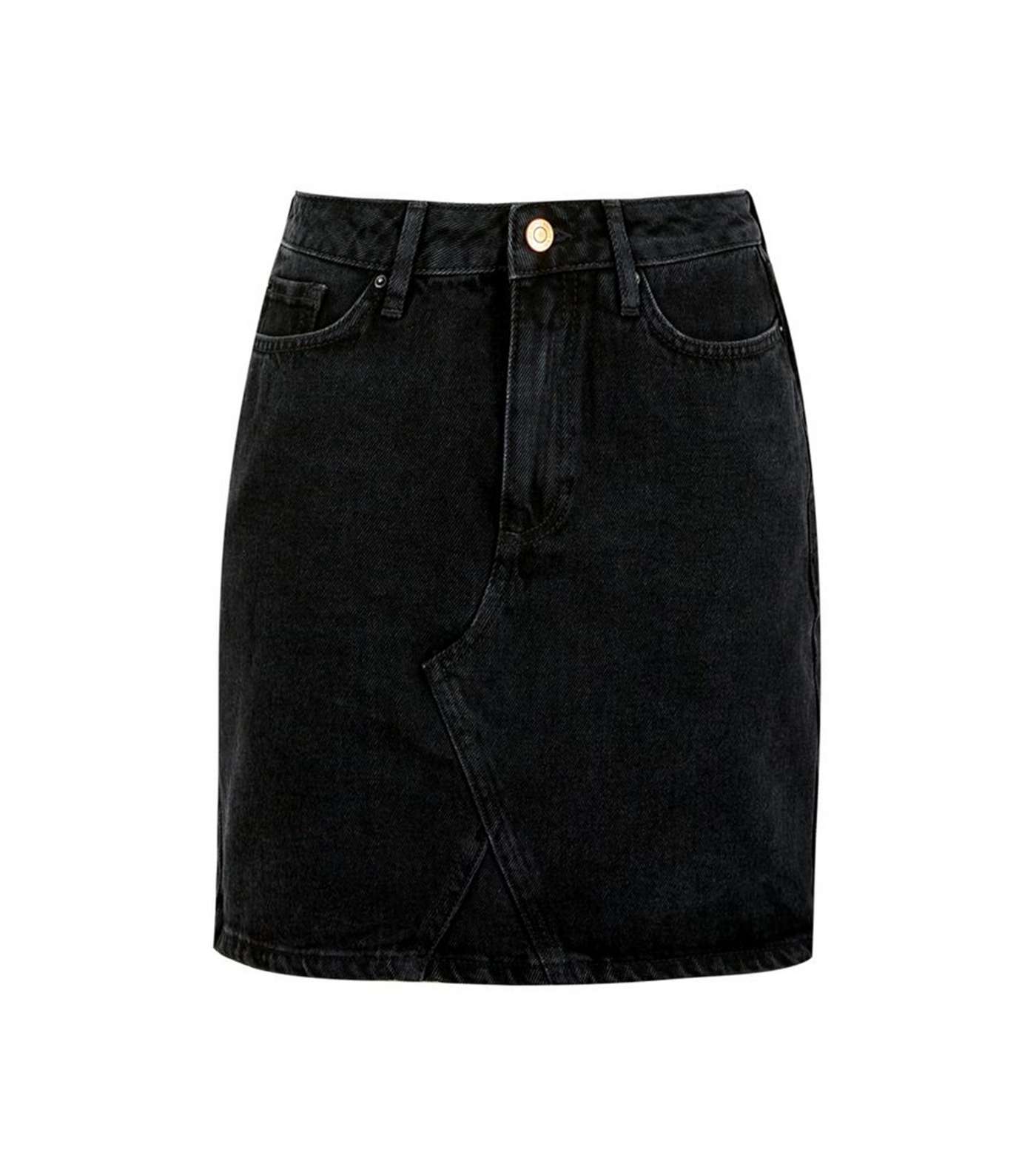 Black Denim Mom Mini Skirt Image 5