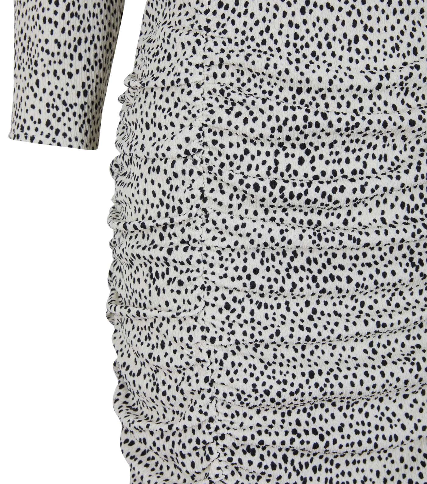 Tall White Spot Print Ruched Mini Dress Image 3