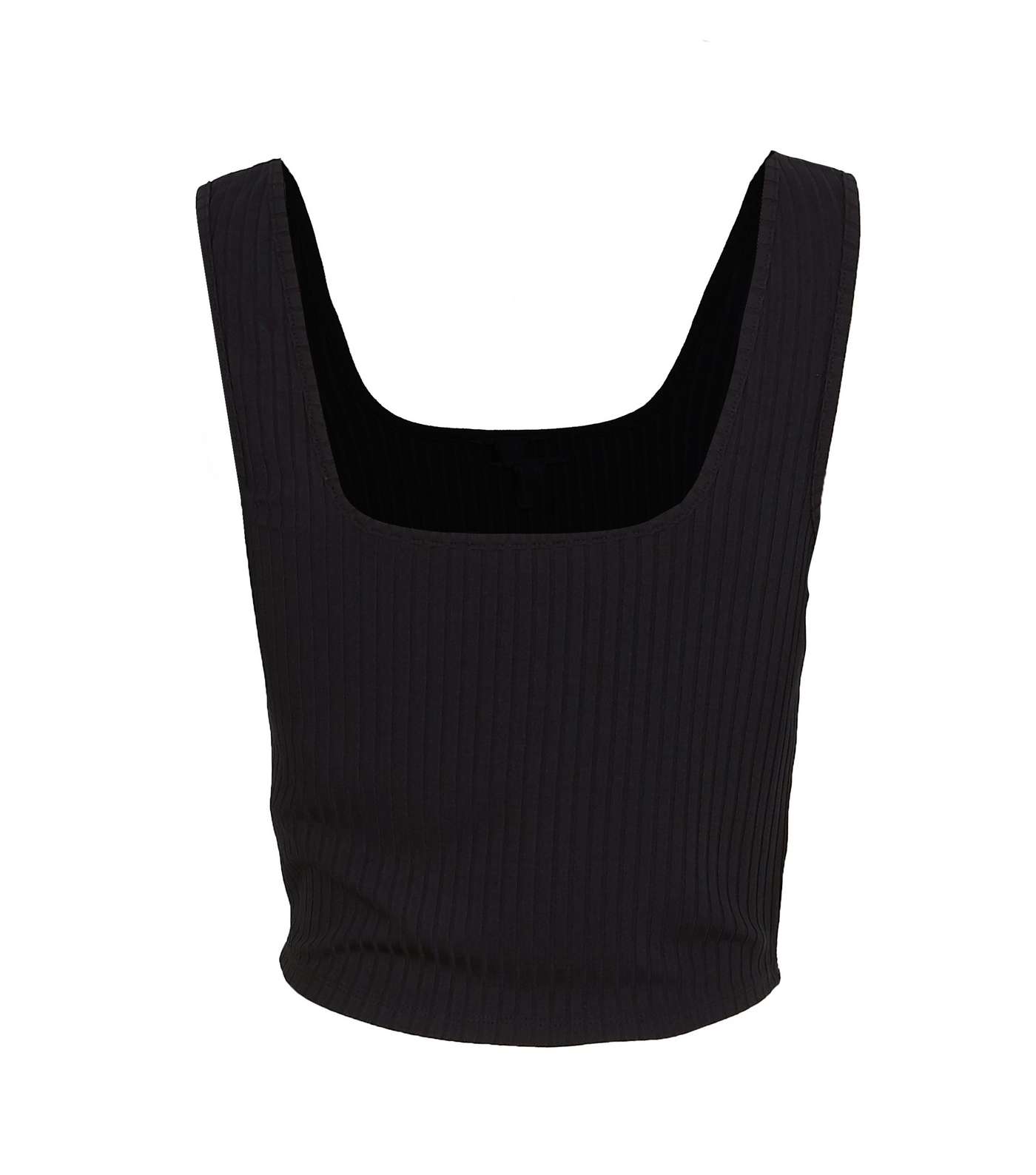 Black Ribbed Square Neck Vest  Image 2