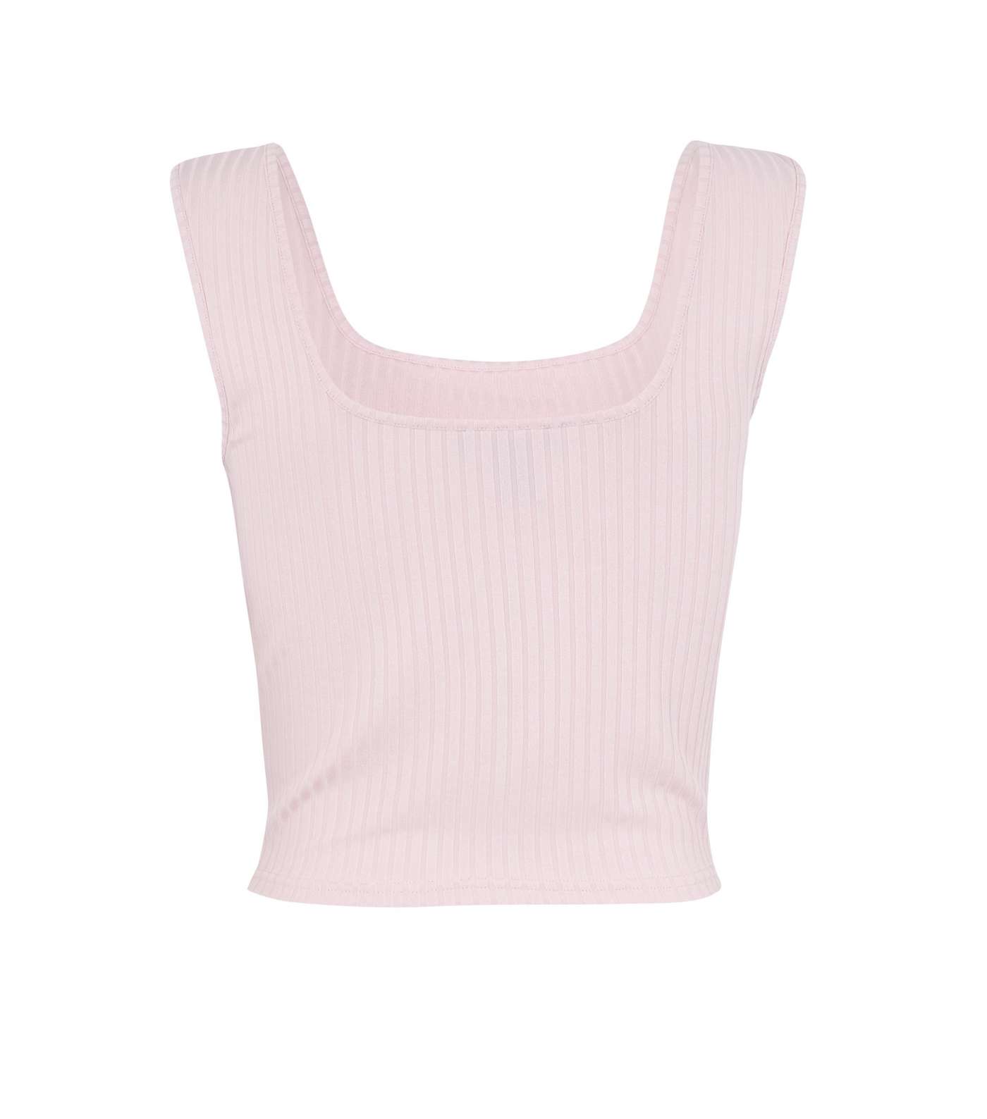 Pale Pink Ribbed Square Neck Vest  Image 2