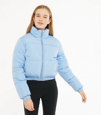 sky blue puffer jacket