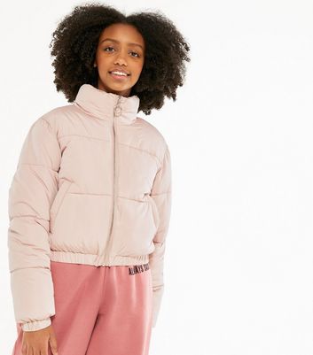 dusky pink puffer jacket