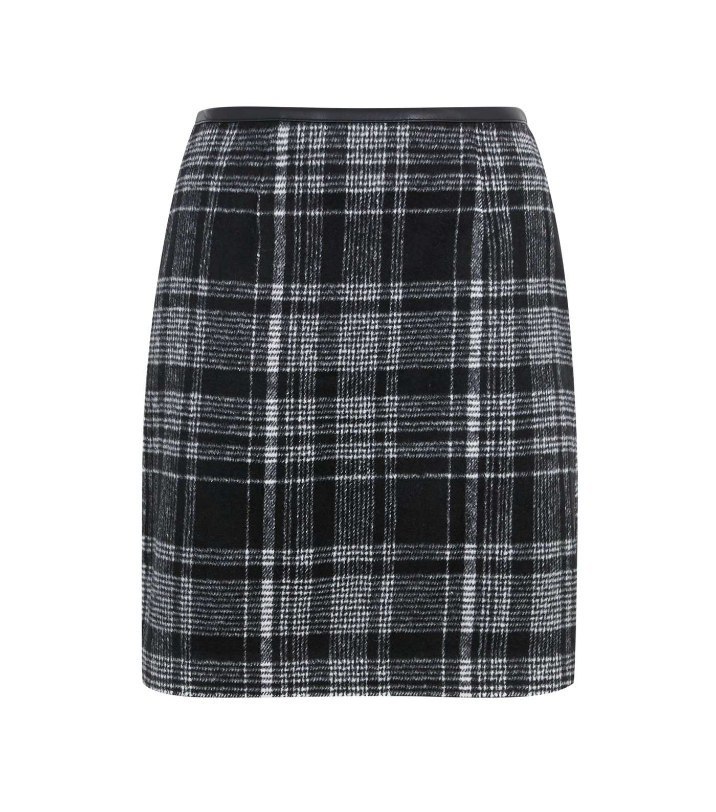 Black Monochrome Check Brushed Mini Skirt Image 5