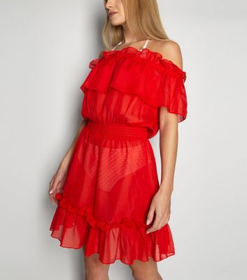 red beach cover up dress