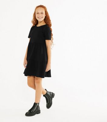 girls black jersey dress