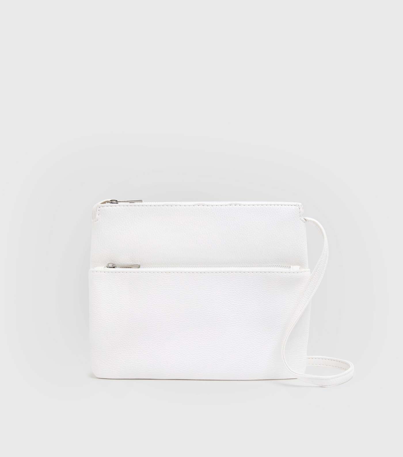 White Leather-Look Slim Cross Body Bag