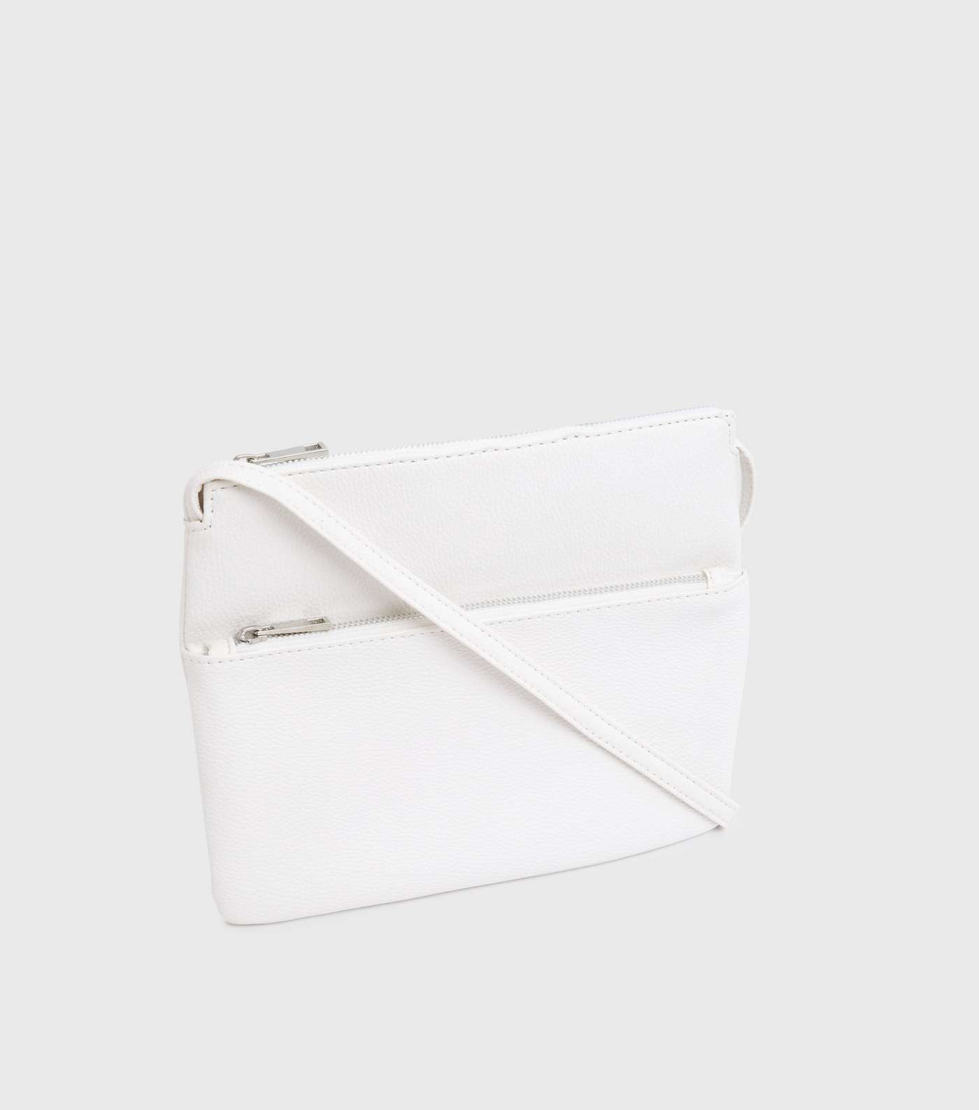 White Leather-Look Slim Cross Body Bag Image 3