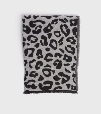 Image of Black Leopard Print Scarf New Look