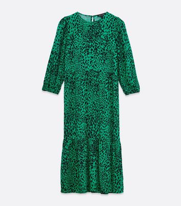 green leopard print dress new look