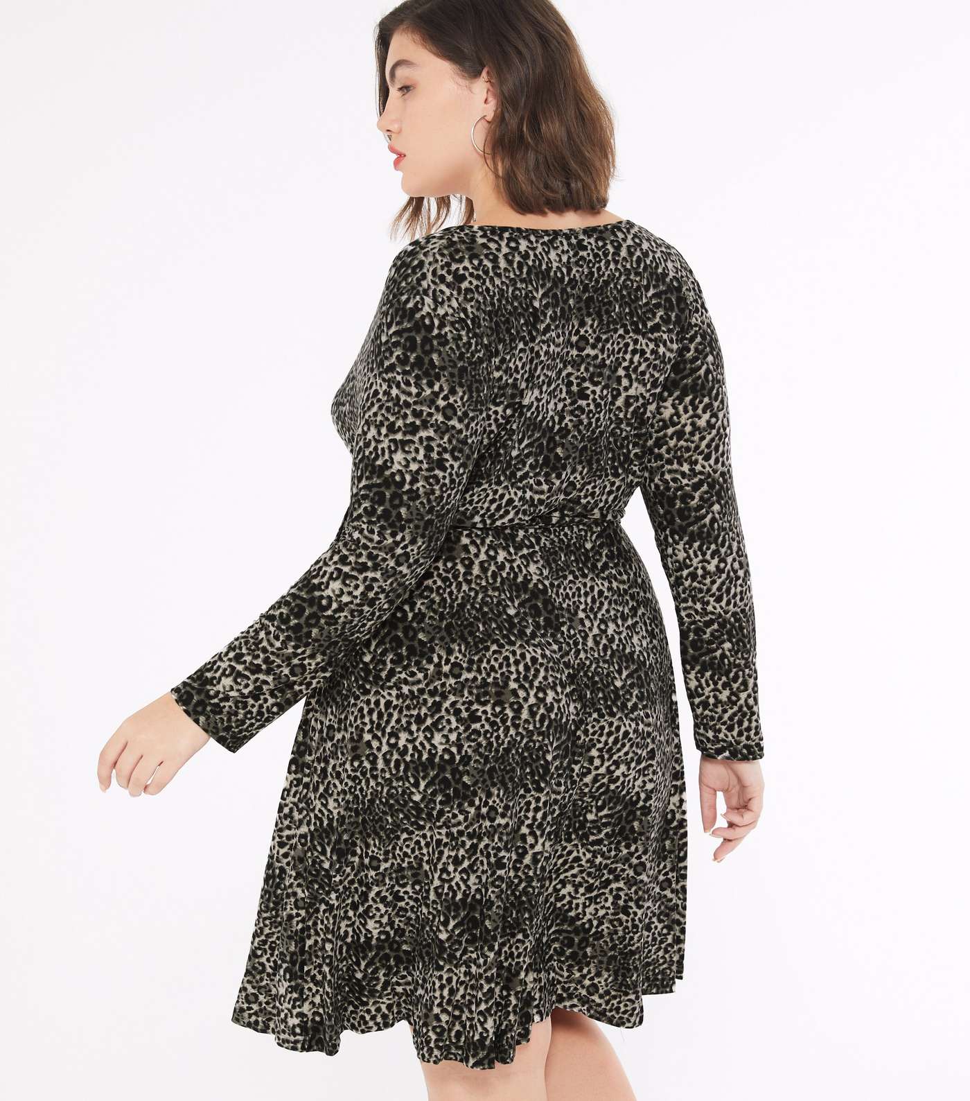 Mela Curves Black Leopard Print Wrap Dress  Image 3
