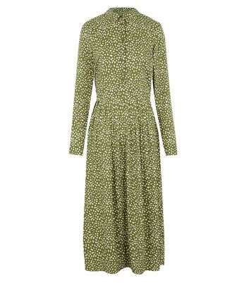 green spot drawstring waist midi shirt dress