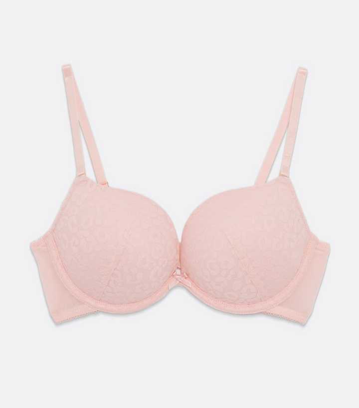 New Look lace push up bra in neon pink