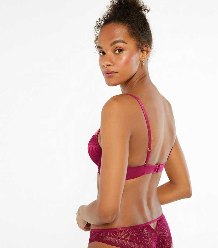 New Look lace push up bra in burgundy