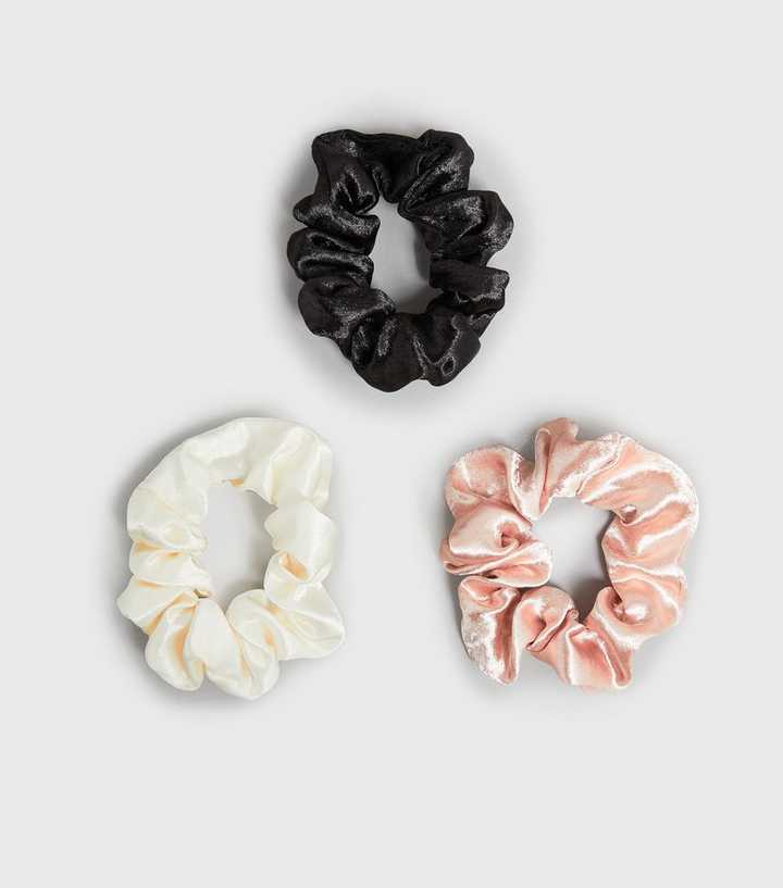 3 Pack Multicoloured Satin Scrunchies 