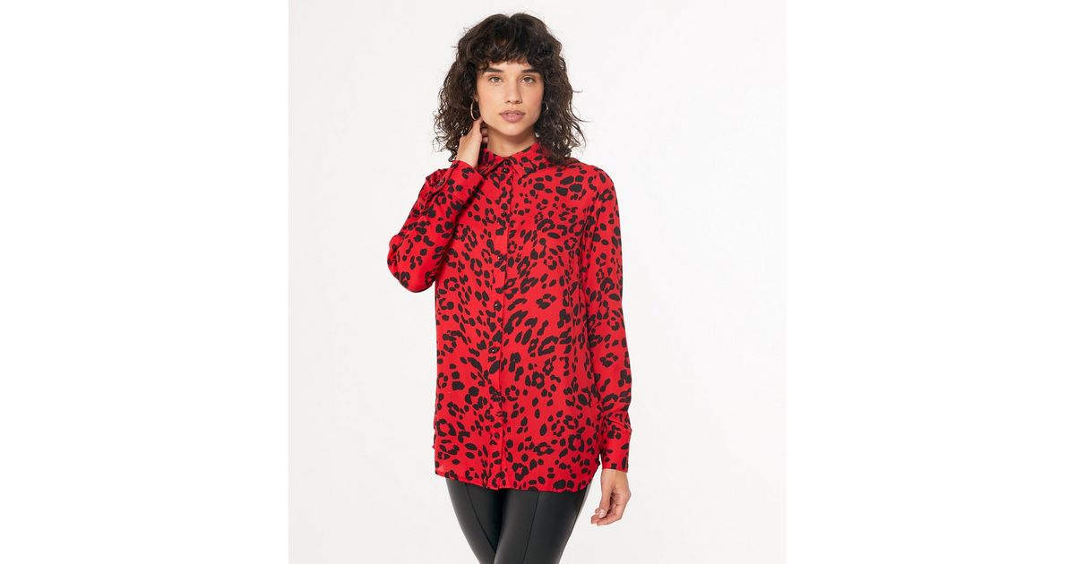 red leopard print blouse uk