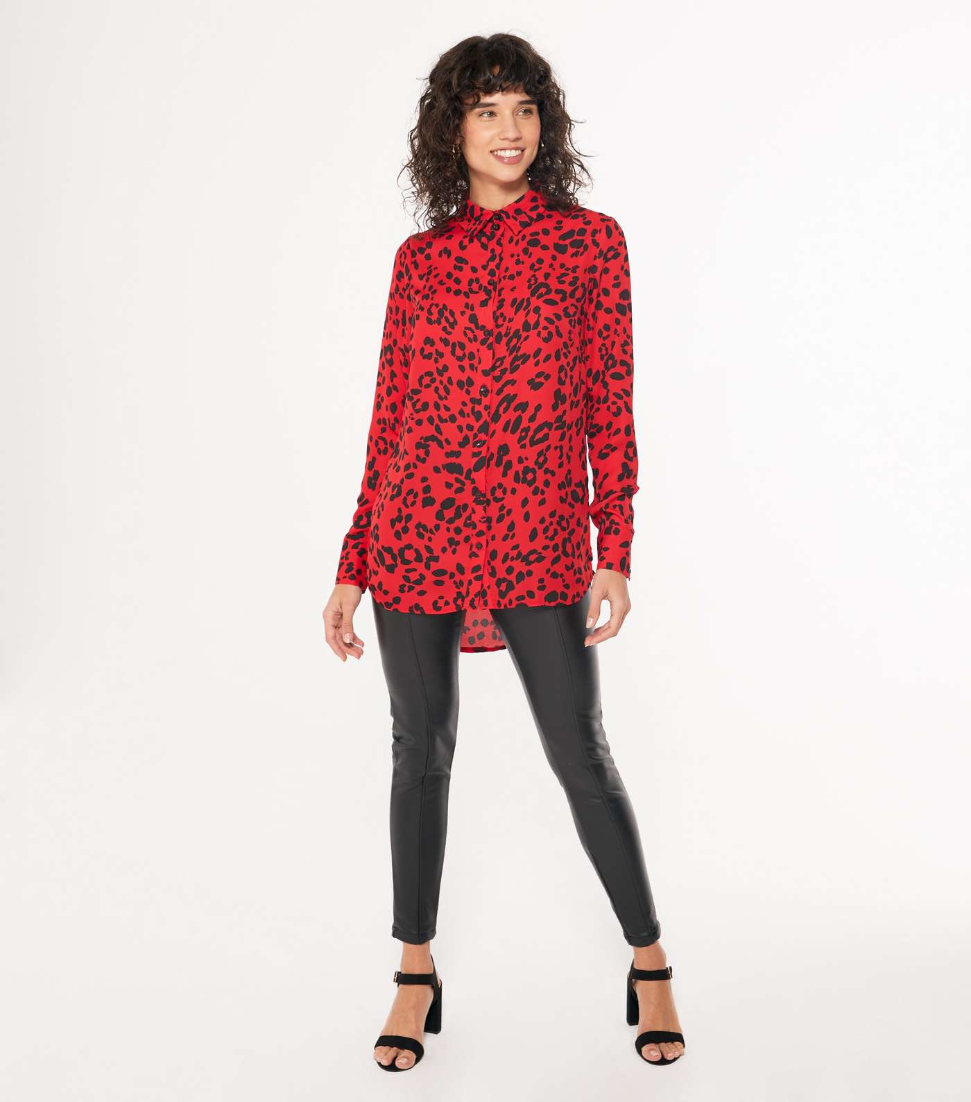 Red Leopard Print Long Shirt Image 2